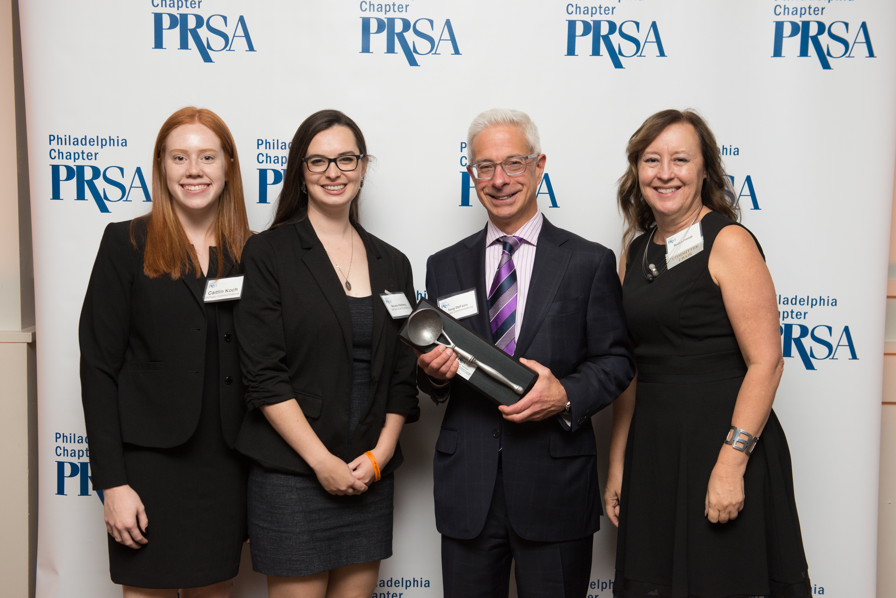 The DeFazio Communications team poses with the Ladle Award at the 2019 Pepperpots in Philadelphia